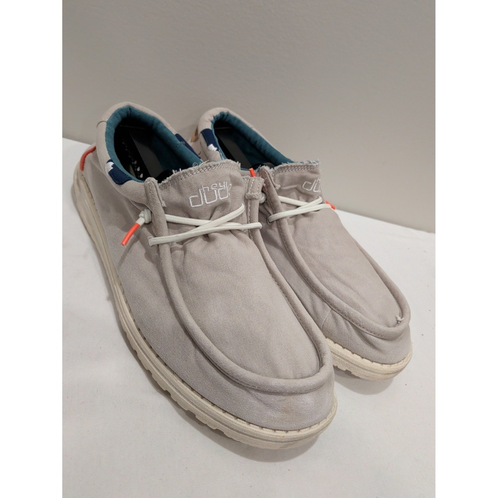 Hey Dude Wally Washed Smoke Grey Mens Slip On Casual Shoes Size 12